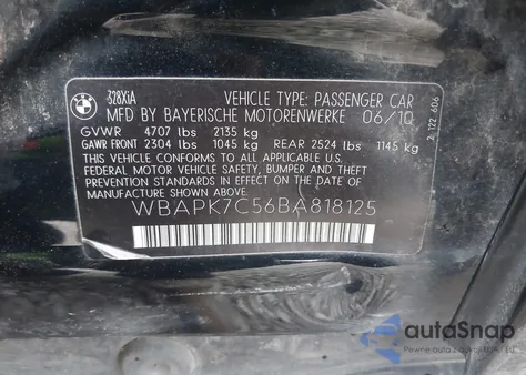 2011 BMW 328I xDrive z USA, uszkodzony, nr VIN WBAPK7C56BA818125